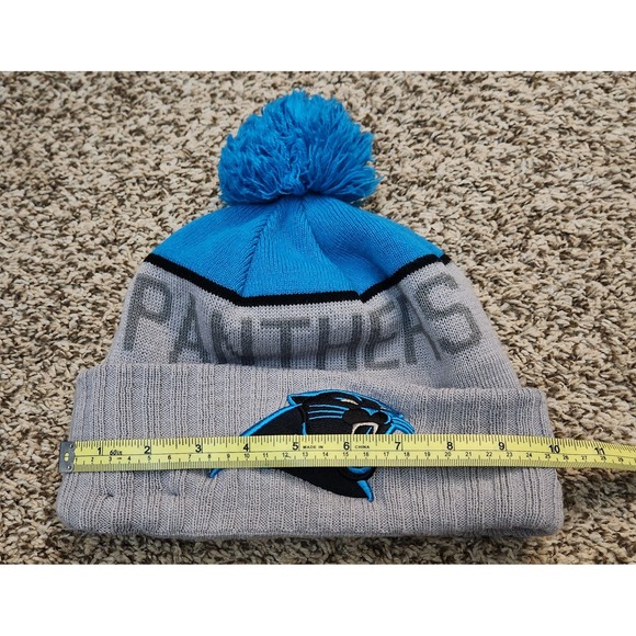 Carolina Panthers New Era Gray Keep Pounding Adult Cuffed Knit Beanie Hat OSFM - Picture 9 of 9